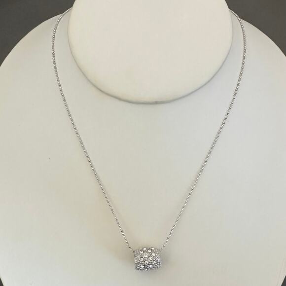 NWT! Faceted Crystal Sliding Pendant On A Silver Chain Lobster Claw Closure K105 - Picture 14 of 14